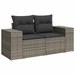 HKH 4 Pcs Conjunto Sofás de Jardim C/ Almofadões Vime Pe - Cinzento