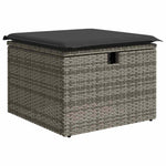 HKH 4 Pcs Conjunto Sofás de Jardim C/ Almofadões Vime Pe - Cinzento