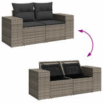 HKH 4 Pcs Conjunto Sofás de Jardim C/ Almofadões Vime Pe - Cinzento