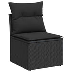 HKH 4 Pcs Conjunto de Sofás para Jardim C/ Almofadões Vime Pe - Preto