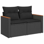 HKH 4 Pcs Conjunto de Sofás para Jardim C/ Almofadões Vime Pe - Preto