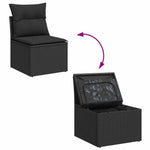 HKH 4 Pcs Conjunto de Sofás para Jardim C/ Almofadões Vime Pe - Preto