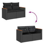 HKH 4 Pcs Conjunto de Sofás para Jardim C/ Almofadões Vime Pe - Preto