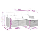 HKH 4 Pcs Conjunto de Sofás para Jardim C/ Almofadões Vime Pe - Preto