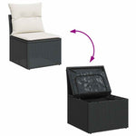 HKH 4 Pcs Conjunto de Sofás para Jardim C/ Almofadões Vime Pe - Preto