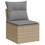 HKH 4 Pcs Conjunto de Sofás para Jardim C/ Almofadões Vime Pe - Bege