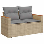 HKH 4 Pcs Conjunto de Sofás para Jardim C/ Almofadões Vime Pe - Bege