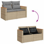 HKH 4 Pcs Conjunto de Sofás para Jardim C/ Almofadões Vime Pe - Bege