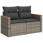HKH 4 Pcs Conjunto Sofás de Jardim C/ Almofadões Vime Pe - Cinzento