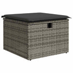 HKH 4 Pcs Conjunto Sofás de Jardim C/ Almofadões Vime Pe - Cinzento