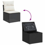 HKH 5 Pcs Conjunto Sofás de Jardim com Almofadões Vime Pe - Preto