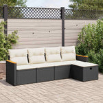 HKH 5 Pcs Conjunto Sofás de Jardim com Almofadões Vime Pe - Preto
