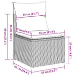 HKH 5 Pcs Conjunto Sofás de Jardim C/ Almofadões Vime Pe - Cinzento