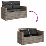 HKH 5 Pcs Conjunto Sofás de Jardim C/ Almofadões Vime Pe - Cinzento