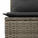 HKH 5 Pcs Conjunto Sofás de Jardim C/ Almofadões Vime Pe - Cinzento