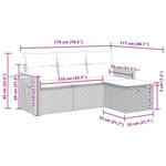 HKH 4 Pcs Conjunto de Sofás para Jardim C/ Almofadões Vime Pe - Preto