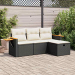 HKH 4 Pcs Conjunto de Sofás para Jardim C/ Almofadões Vime Pe - Preto