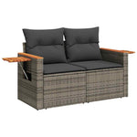 HKH 4 Pcs Conjunto Sofás de Jardim C/ Almofadões Vime Pe - Cinzento