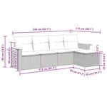 HKH 5 Pcs Conjunto Sofás de Jardim com Almofadões Vime Pe - Preto