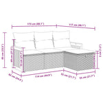 HKH 4 Pcs Conjunto de Sofás para Jardim C/ Almofadões Vime Pe - Preto