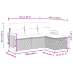 HKH 4 Pcs Conjunto de Sofás para Jardim C/ Almofadões Vime Pe - Bege