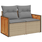 HKH 4 Pcs Conjunto de Sofás para Jardim C/ Almofadões Vime Pe - Bege