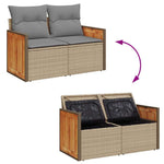 HKH 4 Pcs Conjunto de Sofás para Jardim C/ Almofadões Vime Pe - Bege