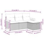 HKH 4 Pcs Conjunto Sofás de Jardim C/ Almofadões Vime Pe - Cinzento