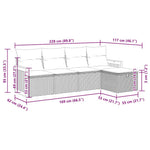 HKH 5 Pcs Conjunto Sofás de Jardim com Almofadões Vime Pe - Preto