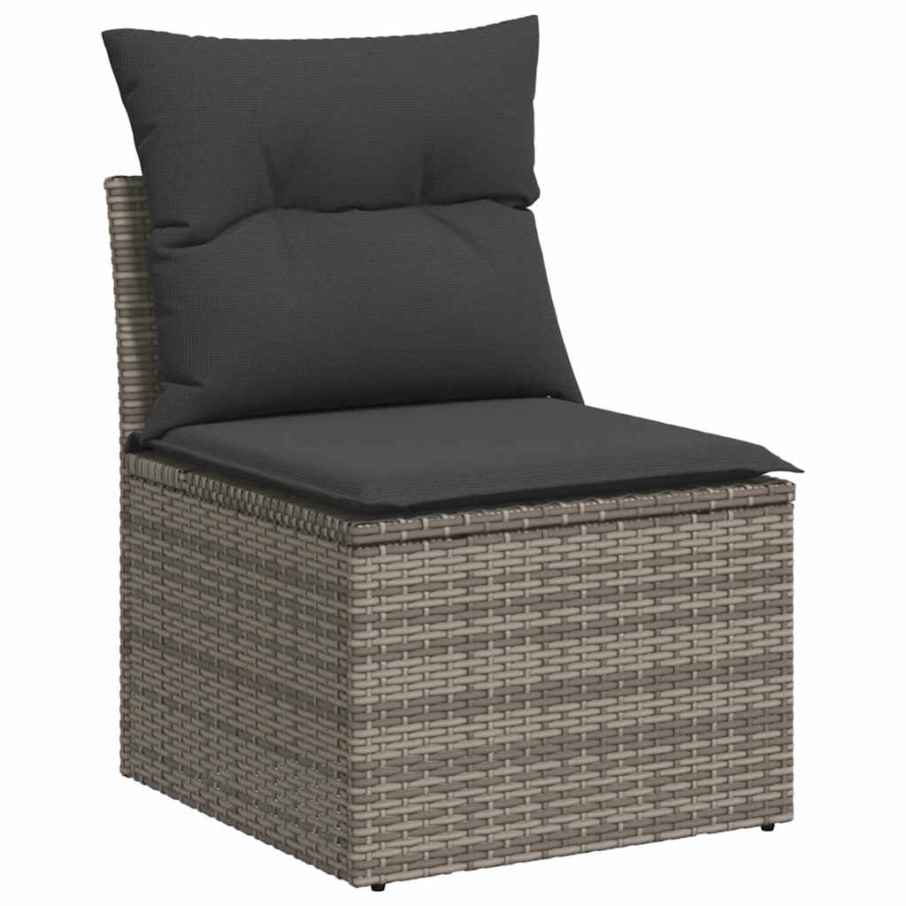 HKH 5 Pcs Conjunto Sofás de Jardim C/ Almofadões Vime Pe - Cinzento