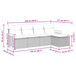 HKH 5 Pcs Conjunto Sofás de Jardim C/ Almofadões Vime Pe - Cinzento