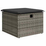 HKH 5 Pcs Conjunto Sofás de Jardim C/ Almofadões Vime Pe - Cinzento