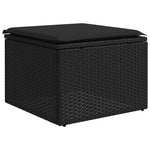 HKH 2 Pcs Conjunto Sofás Jardim C/ Almofadões Vime Pe/acácia - Preto