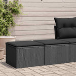 HKH 2 Pcs Conjunto Sofás Jardim C/ Almofadões Vime Pe/acácia - Preto