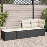 HKH 2 Pcs Conjunto Sofás Jardim C/ Almofadões Vime Pe/acácia - Preto