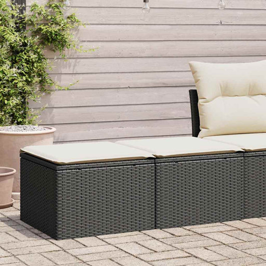 HKH 2 Pcs Conjunto Sofás Jardim C/ Almofadões Vime Pe/acácia - Preto