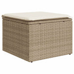 HKH 2 Pcs Conj. Sofás P/ Jardim C/ Almofadões Vime Pe/acácia - Bege