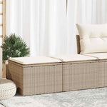 HKH 2 Pcs Conj. Sofás P/ Jardim C/ Almofadões Vime Pe/acácia - Bege