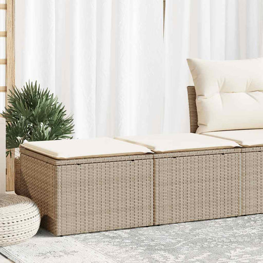 HKH 2 Pcs Conj. Sofás P/ Jardim C/ Almofadões Vime Pe/acácia - Bege