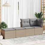 HKH 2 Pcs Conj. Sofás P/ Jardim C/ Almofadões Vime Pe/acácia - Bege