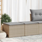HKH 2 Pcs Conj. Sofás P/ Jardim C/ Almofadões Vime Pe/acácia - Bege