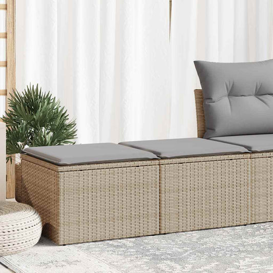 HKH 2 Pcs Conj. Sofás P/ Jardim C/ Almofadões Vime Pe/acácia - Bege