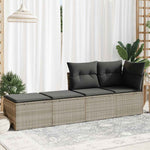 HKH 2 Pcs Conjunto Sofás de Jardim C/ Almofadões Acácia e Vime Pe - Cinzento