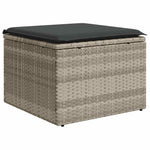 HKH 2 Pcs Conjunto Sofás de Jardim C/ Almofadões Acácia e Vime Pe - Cinzento