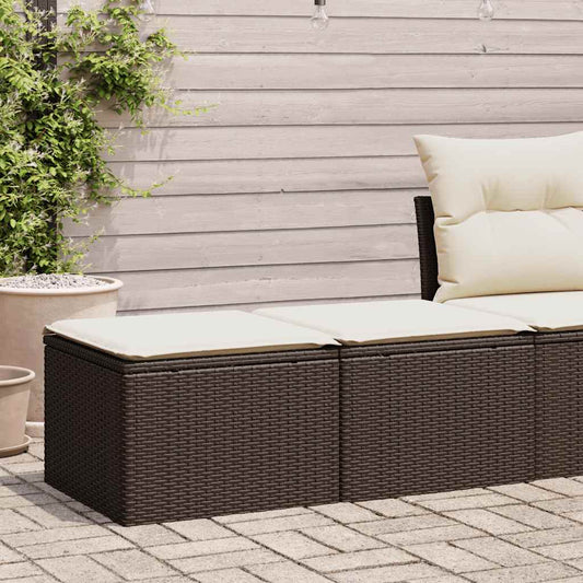 HKH 2 Pcs Conj. Sofás Jardim C/ Almofadões Vime Pe/acácia Castanho - Marrom