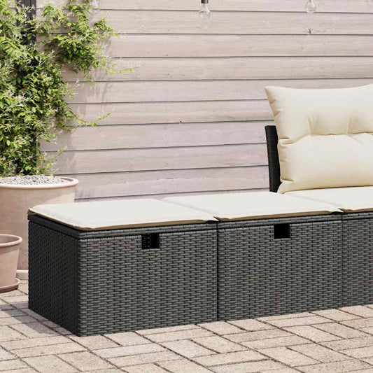 HKH 2 Pcs Conjunto Sofás Jardim C/ Almofadões Vime Pe/acácia - Preto