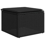 HKH 2 Pcs Conjunto Sofás Jardim C/ Almofadões Vime Pe/acácia - Preto