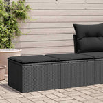 HKH 2 Pcs Conjunto Sofás Jardim C/ Almofadões Vime Pe/acácia - Preto