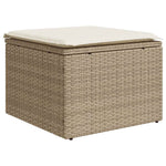 HKH 2 Pcs Conj. Sofás P/ Jardim C/ Almofadões Vime Pe/acácia - Bege