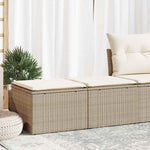 HKH 2 Pcs Conj. Sofás P/ Jardim C/ Almofadões Vime Pe/acácia - Bege